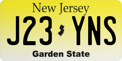 NJ license plate J23YNS