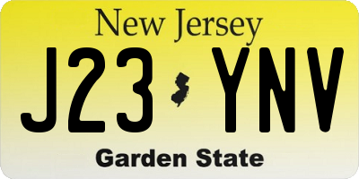 NJ license plate J23YNV