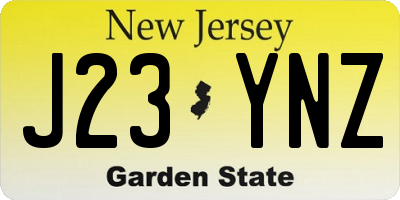 NJ license plate J23YNZ