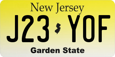 NJ license plate J23YOF