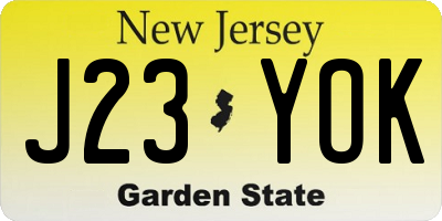 NJ license plate J23YOK