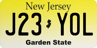 NJ license plate J23YOL