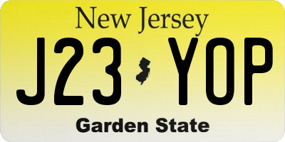 NJ license plate J23YOP