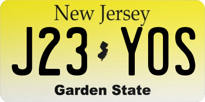 NJ license plate J23YOS