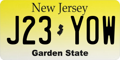 NJ license plate J23YOW