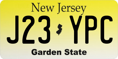NJ license plate J23YPC
