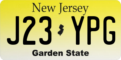 NJ license plate J23YPG
