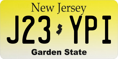 NJ license plate J23YPI