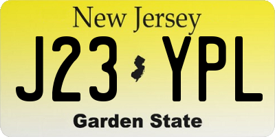 NJ license plate J23YPL