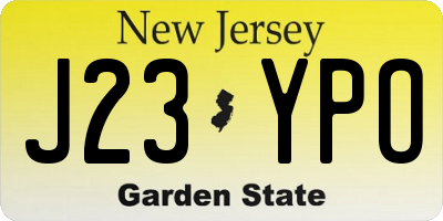 NJ license plate J23YPO