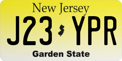 NJ license plate J23YPR