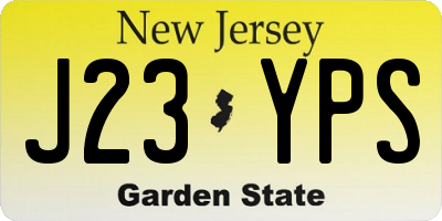 NJ license plate J23YPS