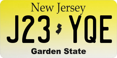 NJ license plate J23YQE