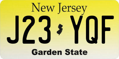 NJ license plate J23YQF