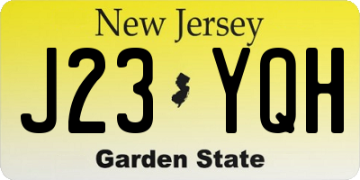 NJ license plate J23YQH