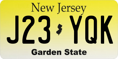 NJ license plate J23YQK