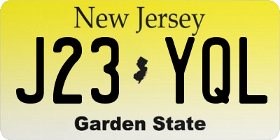 NJ license plate J23YQL
