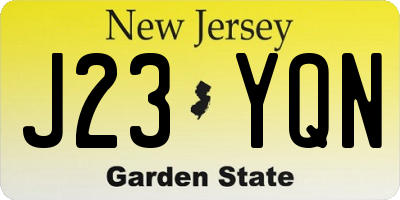 NJ license plate J23YQN