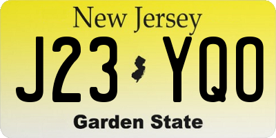 NJ license plate J23YQO