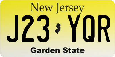 NJ license plate J23YQR