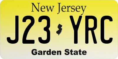 NJ license plate J23YRC