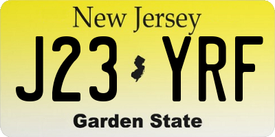 NJ license plate J23YRF