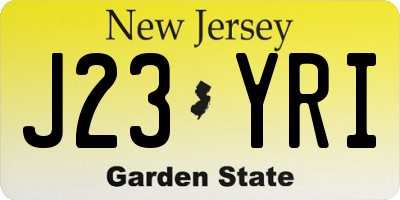 NJ license plate J23YRI