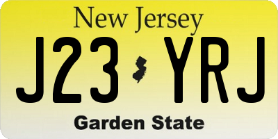 NJ license plate J23YRJ