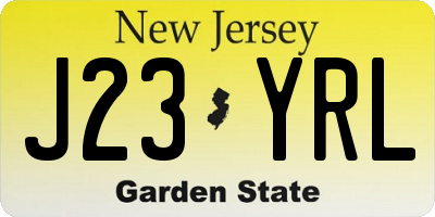 NJ license plate J23YRL
