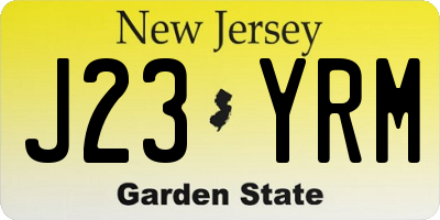 NJ license plate J23YRM