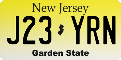 NJ license plate J23YRN