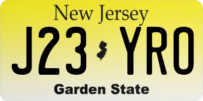 NJ license plate J23YRO