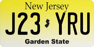 NJ license plate J23YRU