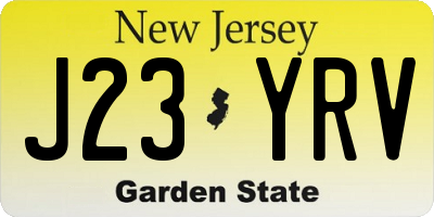 NJ license plate J23YRV