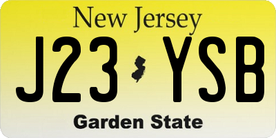 NJ license plate J23YSB