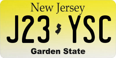 NJ license plate J23YSC