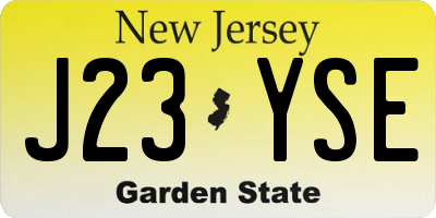 NJ license plate J23YSE