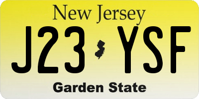 NJ license plate J23YSF