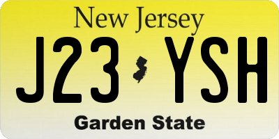 NJ license plate J23YSH