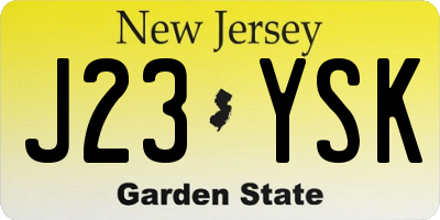 NJ license plate J23YSK