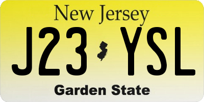 NJ license plate J23YSL