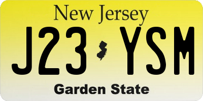 NJ license plate J23YSM