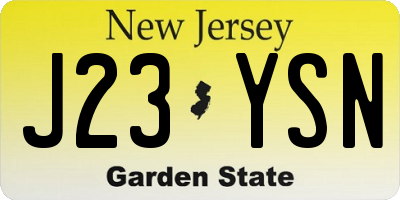 NJ license plate J23YSN