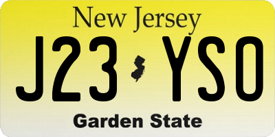 NJ license plate J23YSO