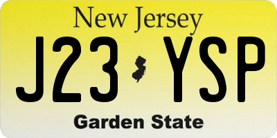NJ license plate J23YSP