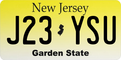 NJ license plate J23YSU