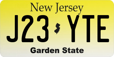 NJ license plate J23YTE