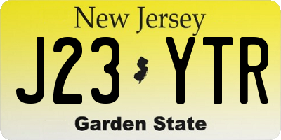 NJ license plate J23YTR