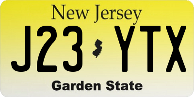 NJ license plate J23YTX