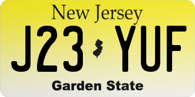 NJ license plate J23YUF